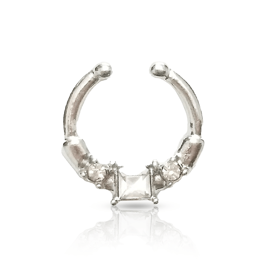 Square Swarovski® Fake Nose Piercing Silver