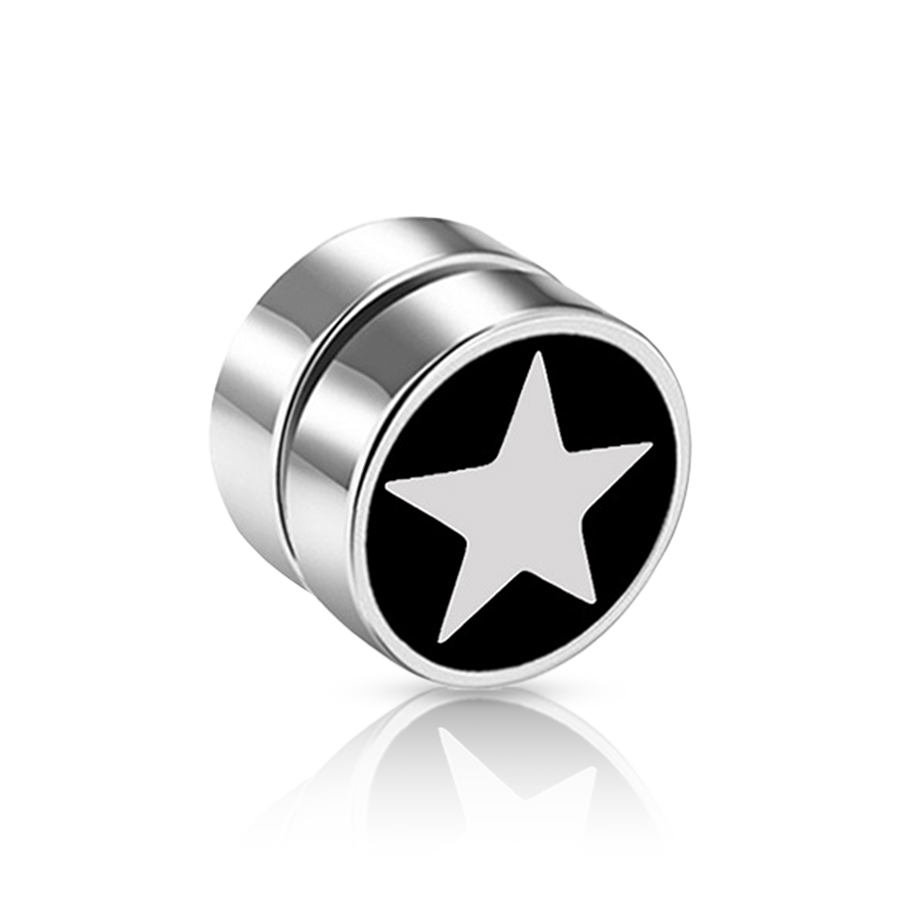 Star Design Fake Ear Plug Black Unique