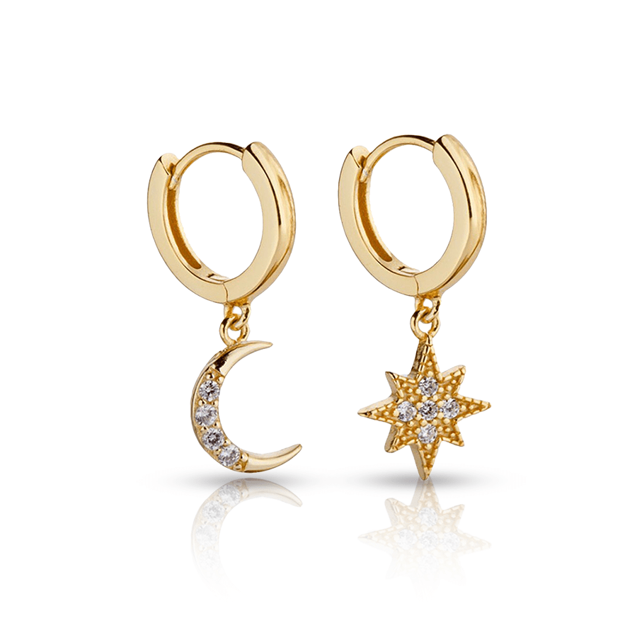 Star Moon Lobe Piercing Gold