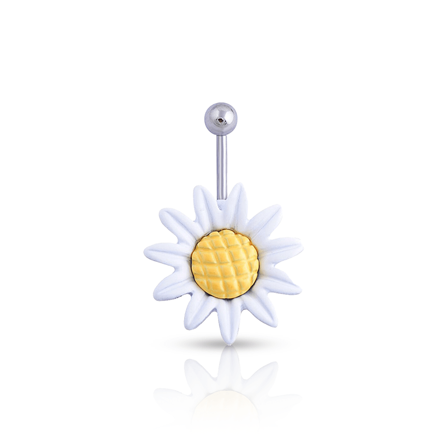 Sunflower Belly Button Piercing White