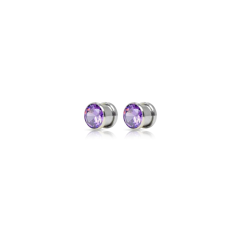 Swarovski Diamond Ear Plug Purple ear plug 6MM