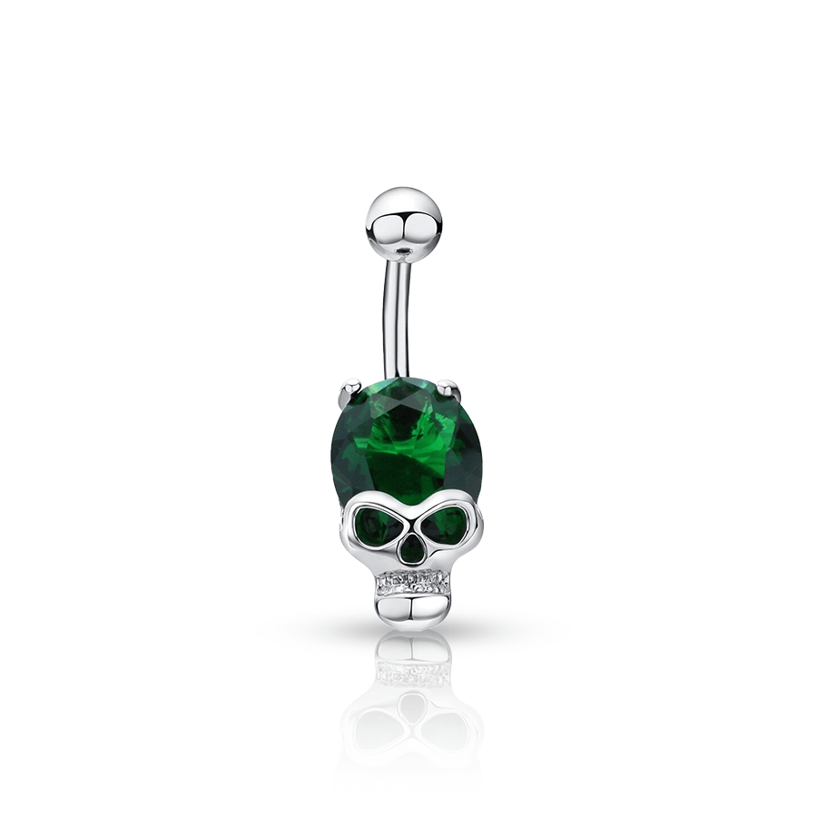 Swarovski® Skull Navel Piercing Green