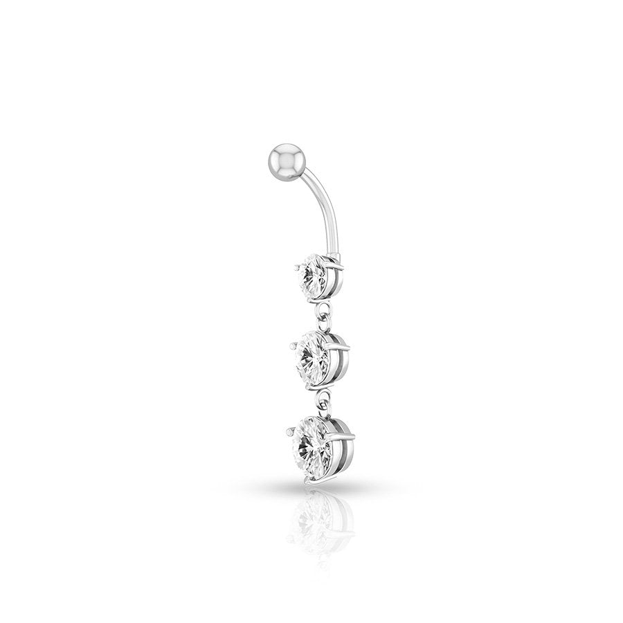 Triple Diamonds Navel Piercing Silver