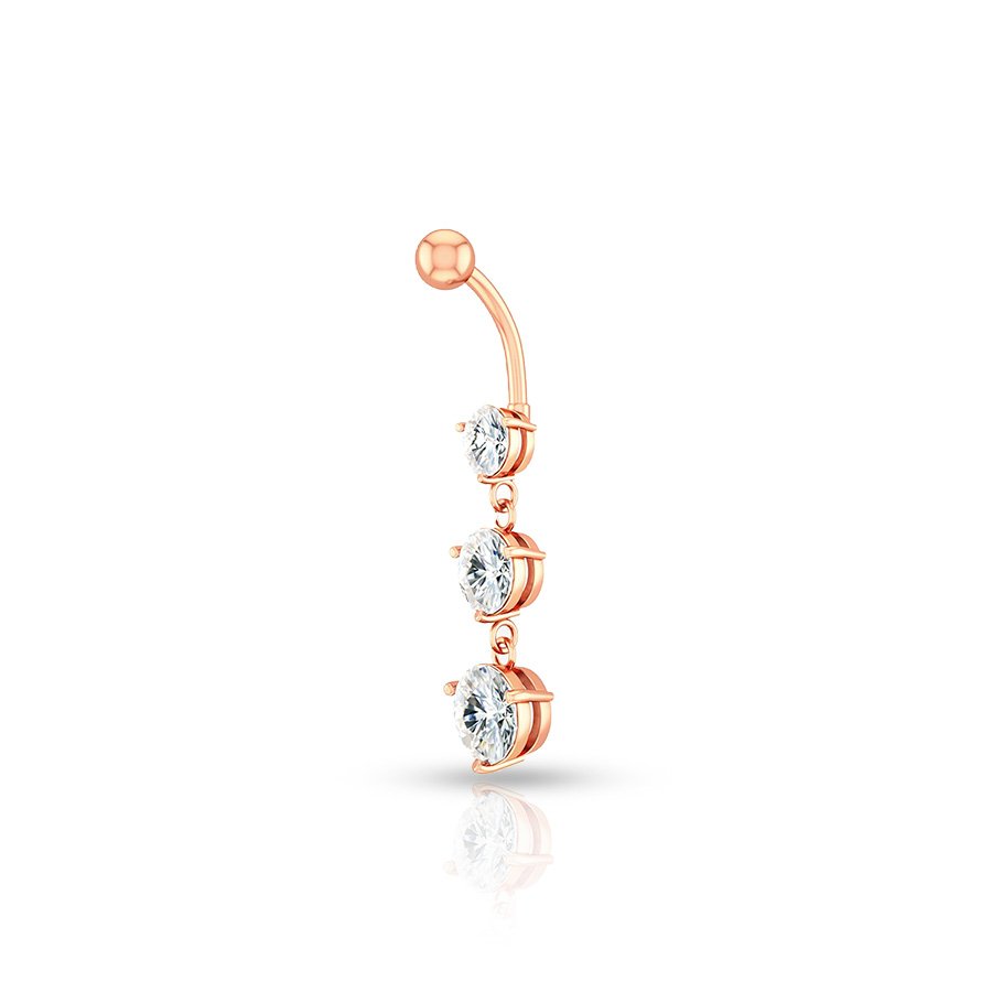 Triple Diamonds Navel Piercing Gold