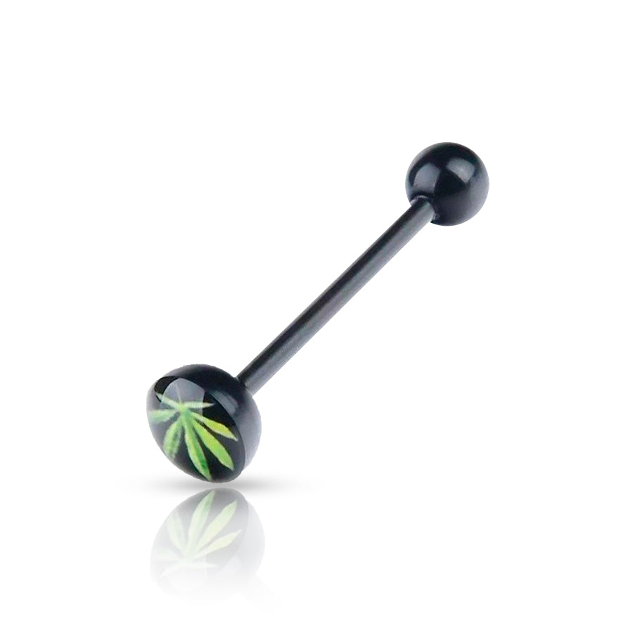 Weed Tongue Piercing Black
