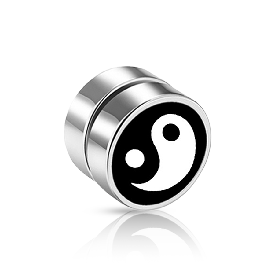 Ying-Yang Fake Ear Plug Silver Unique