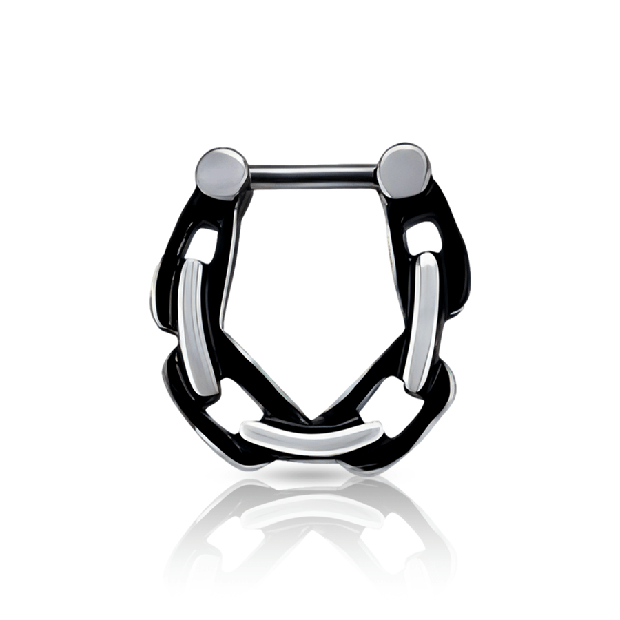 Black Silver Ring Nose Piercing