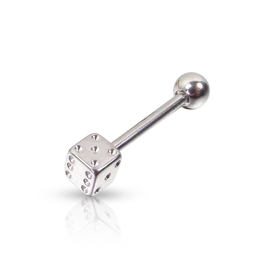 Steel Dice Tongue Piercing