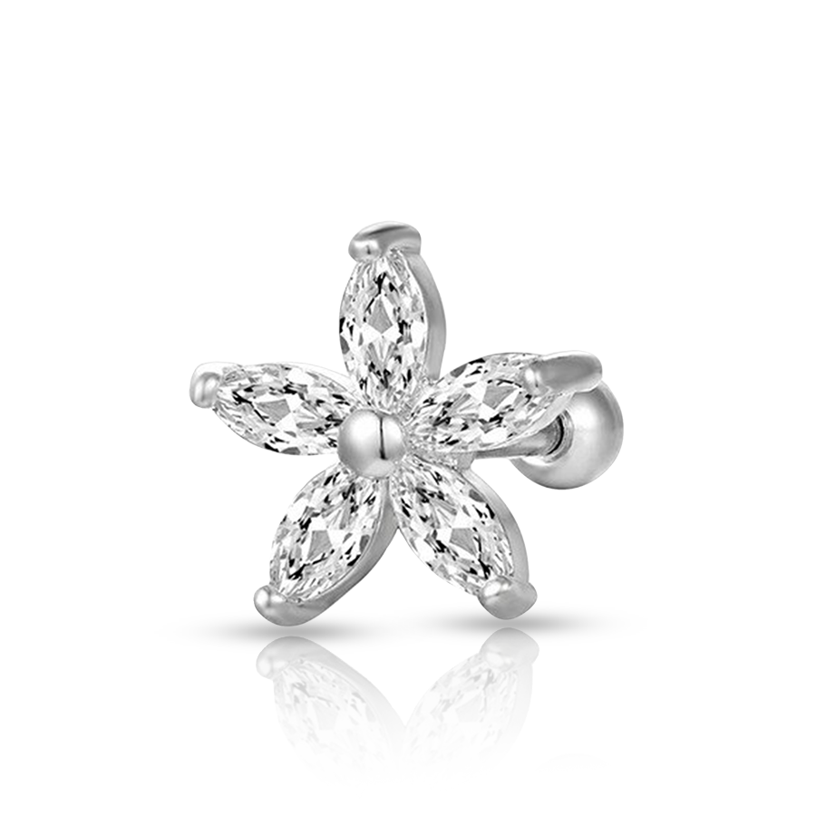 Flower Rook Conch Piercing Silver