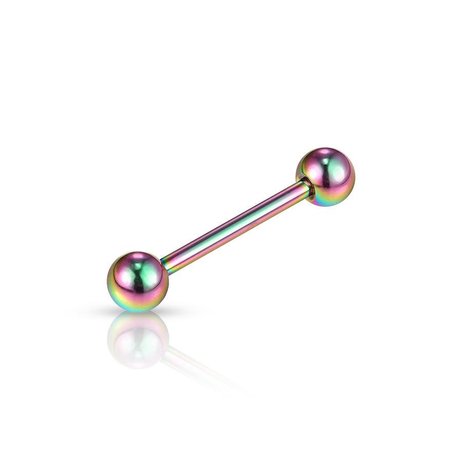 Two balls Tongue Piercing multicoloured