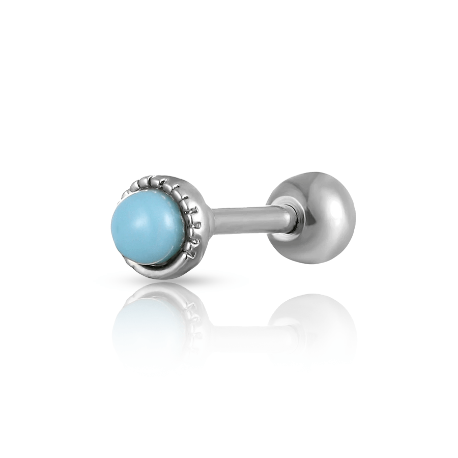 Blue Ball Forward Piercing Silver