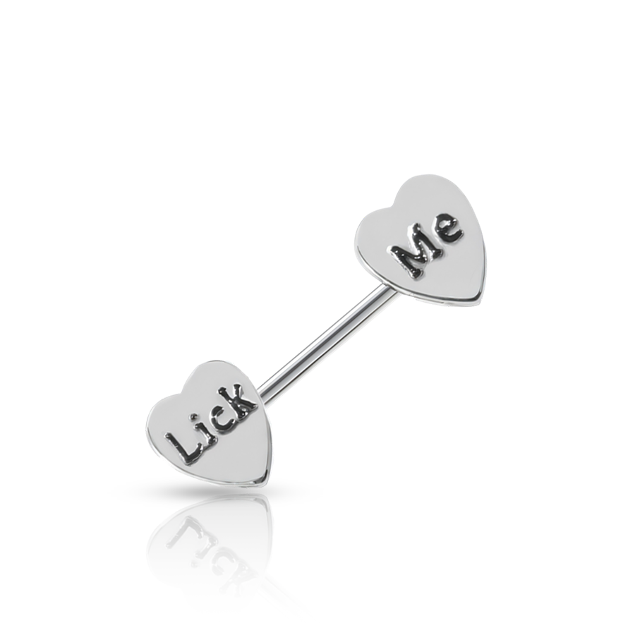 "Lick Me" Nipple Piercing