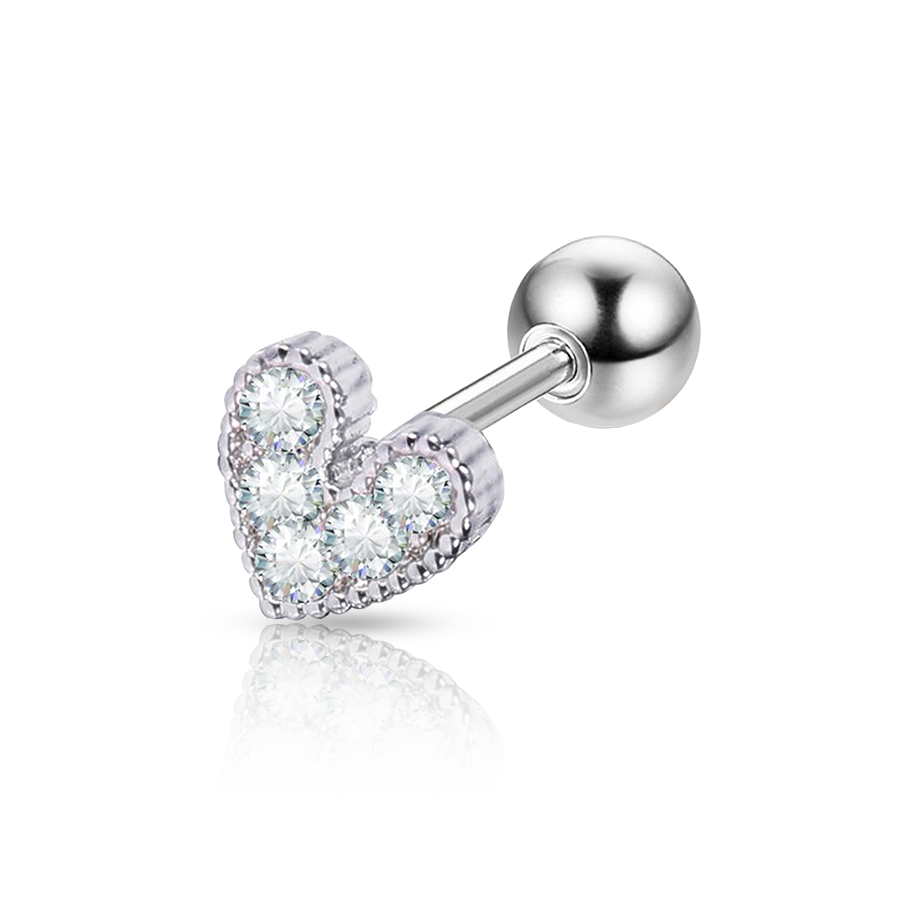 Diamond Heart Conch Piercing Silver