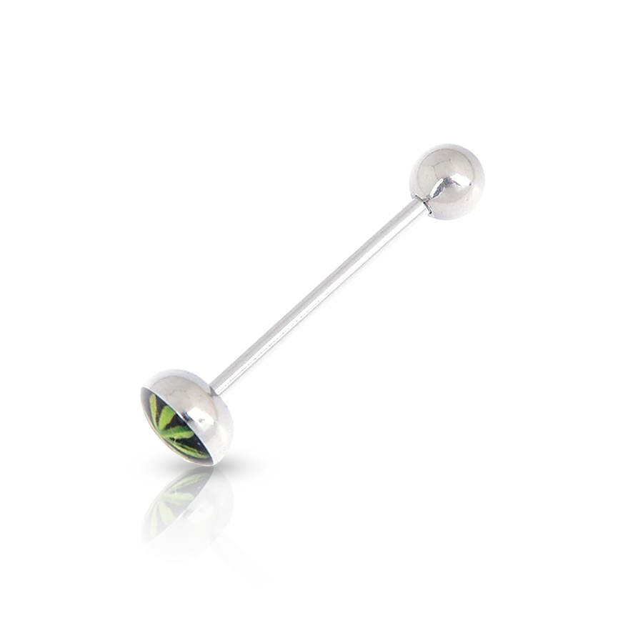 Ganja Leaf Tongue Piercing
