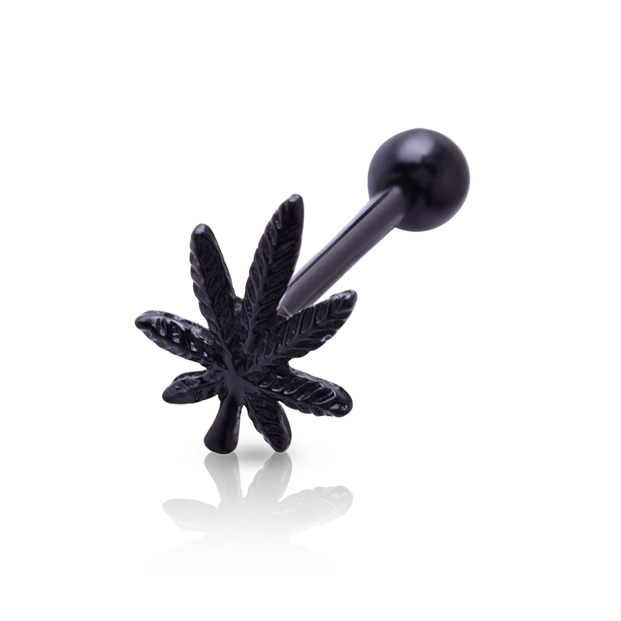 Pot Leaf Tongue Piercing