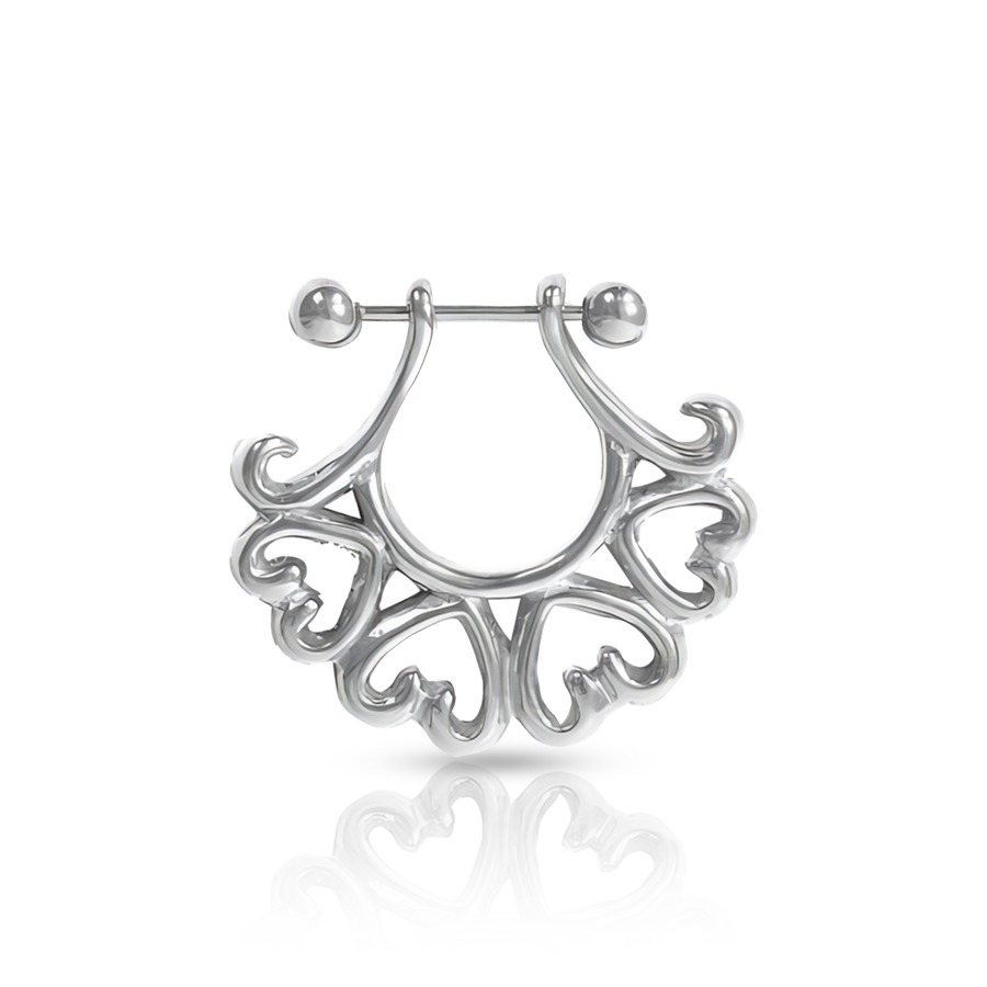 Woman Heart Nipple Piercing